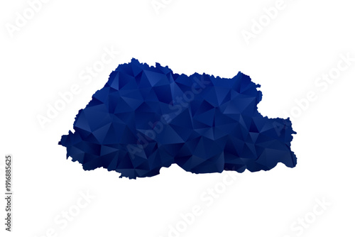 Bhutan Map - Polygon Style Vector Illustration in Dark Blue Gradient, Low Poly Geometric Design, Isolated on White Background for Infographics and Education.