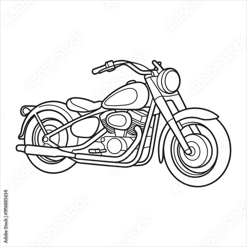 Motorcycle cruiser line art vector style