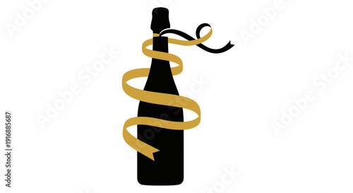 Champagne bottle with ribbon
