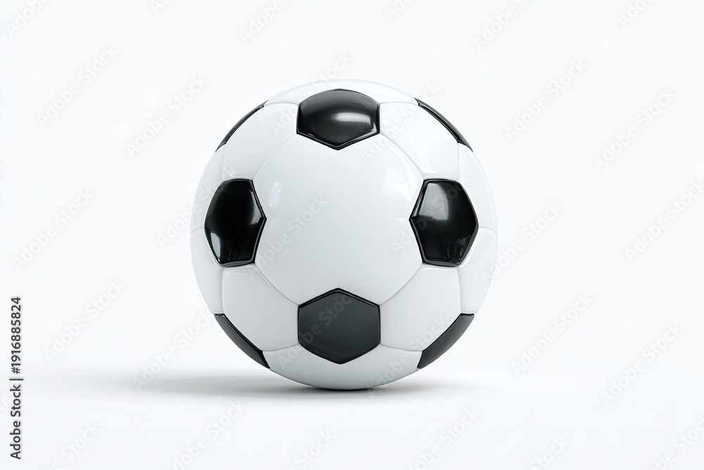 Naklejka premium A classic black and white spherical object with hexagonal paneling on a white background