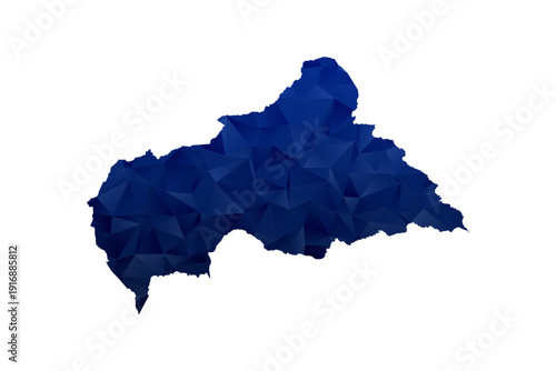 Central African Republic Map - Polygon Style Vector Illustration in Dark Blue Gradient, Low Poly Geometric Design, Isolated on White Background for Infographics and Education.