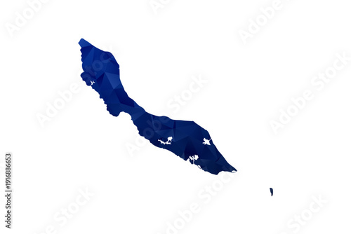 curacao Map - Polygon Style Vector Illustration in Dark Blue Gradient, Low Poly Geometric Design, Isolated on White Background for Infographics and Education.