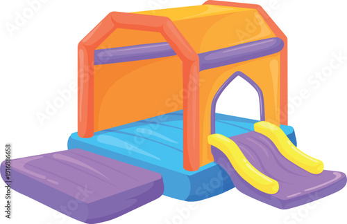 Playground bouncy house cartoon icon. Jump attraction