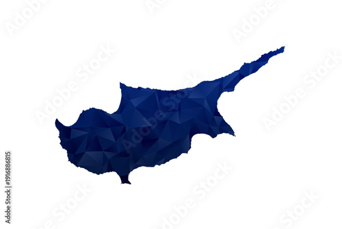 Cyprus Map - Polygon Style Vector Illustration in Dark Blue Gradient, Low Poly Geometric Design, Isolated on White Background for Infographics and Education.