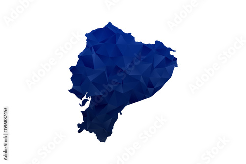 Ecuador Map - Polygon Style Vector Illustration in Dark Blue Gradient, Low Poly Geometric Design, Isolated on White Background for Infographics and Education.