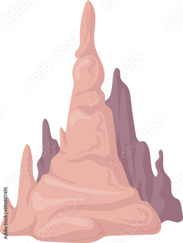 Stalagmite formation. Cartoon cave rock structure icon