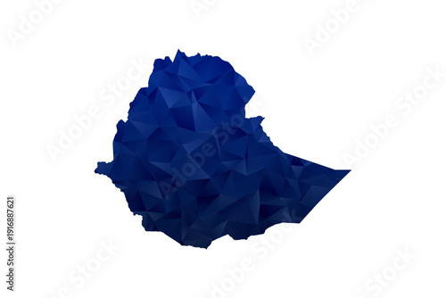 Ethiopia Map - Polygon Style Vector Illustration in Dark Blue Gradient, Low Poly Geometric Design, Isolated on White Background for Infographics and Education.