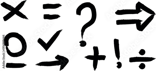 A collection of mathematical and logical symbols written in a handwriting style