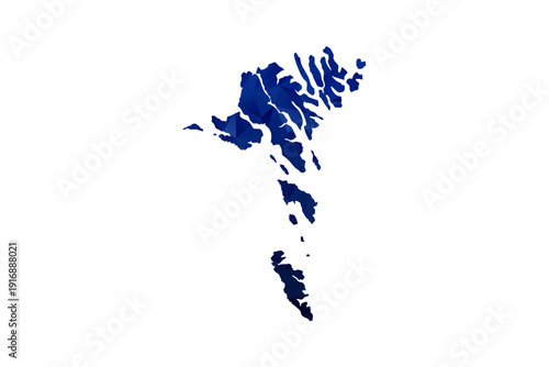 Faroe Islands Map - Polygon Style Vector Illustration in Dark Blue Gradient, Low Poly Geometric Design, Isolated on White Background for Infographics and Education.