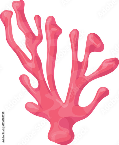 Tropical ocean polyp. Red coral cartoon icon