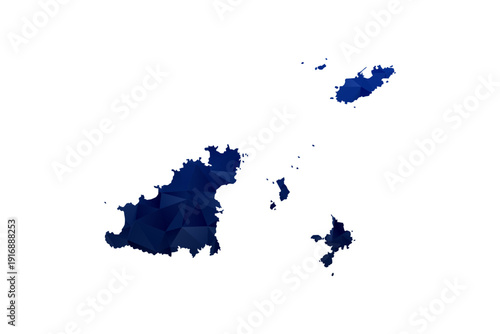 Guernsey Map - Polygon Style Vector Illustration in Dark Blue Gradient, Low Poly Geometric Design, Isolated on White Background for Infographics and Education.