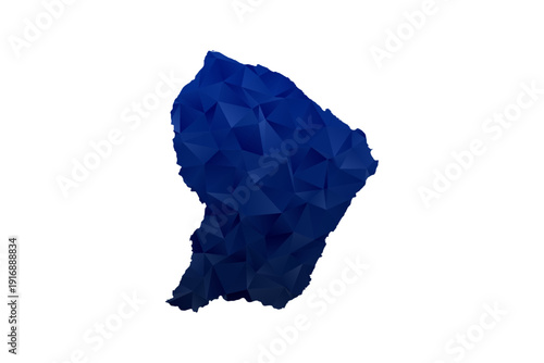 French Guiana Map - Polygon Style Vector Illustration in Dark Blue Gradient, Low Poly Geometric Design, Isolated on White Background for Infographics and Education.