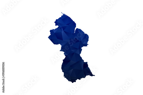 Guyana Map - Polygon Style Vector Illustration in Dark Blue Gradient, Low Poly Geometric Design, Isolated on White Background for Infographics and Education.