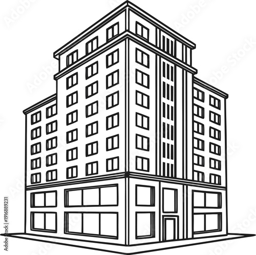 Office building line icon. Corporate company headquarters vector symbol
