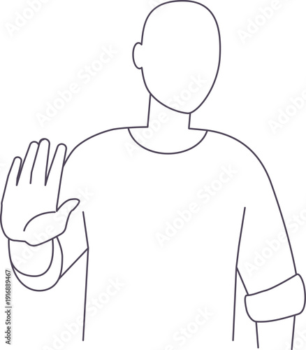 Refusal gesture. Stop sign. Man show no line icon