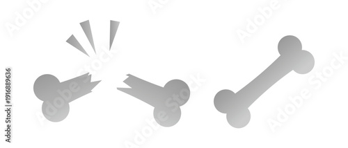 Bone break icon vector for web, computer and mobile apps, Outline of broken or dog bone. Bone break flat Icons in line outline and flat solid style on white background.