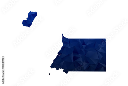 Equatorial Guinea Map - Polygon Style Vector Illustration in Dark Blue Gradient, Low Poly Geometric Design, Isolated on White Background for Infographics and Education.