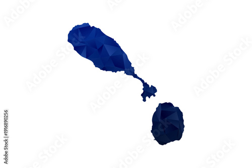 Saint Kitts and Nevis Map - Polygon Style Vector Illustration in Dark Blue Gradient, Low Poly Geometric Design, Isolated on White Background for Infographics and Education.