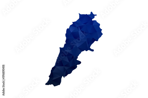 Lebanon Map - Polygon Style Vector Illustration in Dark Blue Gradient, Low Poly Geometric Design, Isolated on White Background for Infographics and Education.