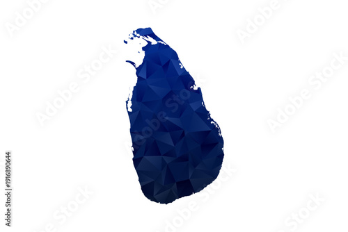 Sri Lanka Map - Polygon Style Vector Illustration in Dark Blue Gradient, Low Poly Geometric Design, Isolated on White Background for Infographics and Education.
