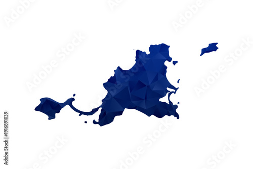Saint Martin Map - Polygon Style Vector Illustration in Dark Blue Gradient, Low Poly Geometric Design, Isolated on White Background for Infographics and Education.