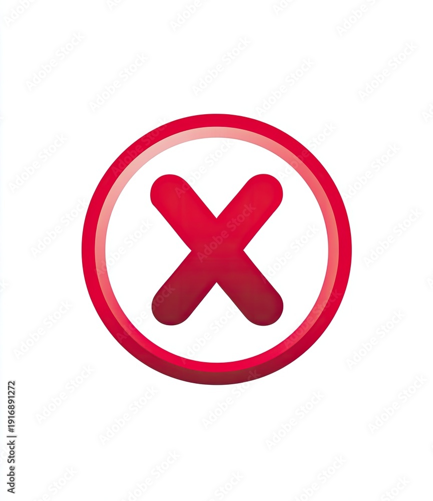Obraz premium A bold, red 'X' symbol inside a thick, bright red circle