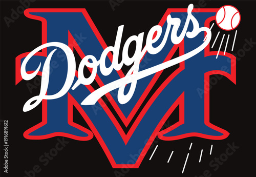 Midville Dodgers Official Baseball Team Logo