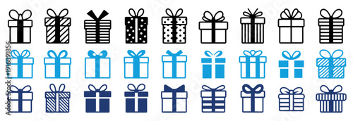 gift box line icon set