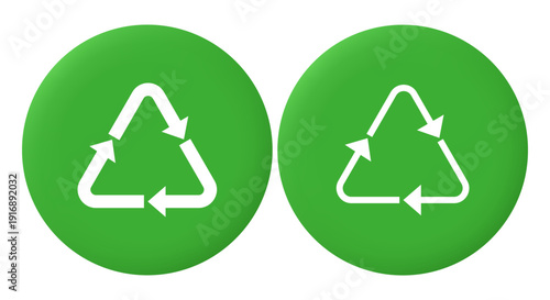 Recycle sign set. Vector green icon isolated on white background.