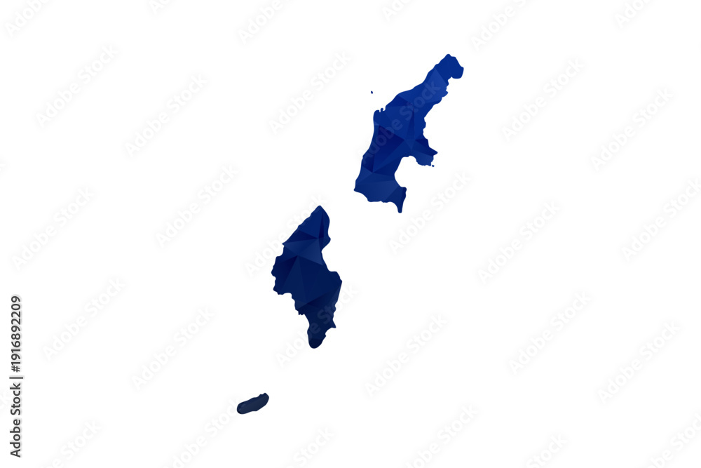 Fototapeta premium Northern Mariana Islands Map - Polygon Style Vector Illustration in Dark Blue Gradient, Low Poly Geometric Design, Isolated on White Background for Infographics and Education.