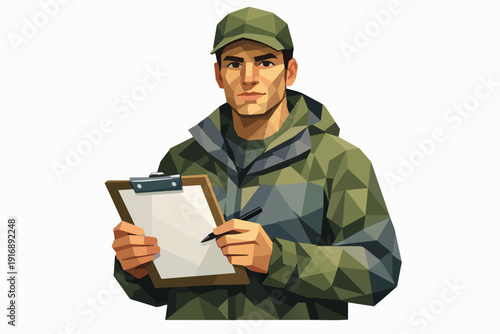 Foreman worker with clipboard checking list for inspection duties