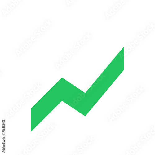 Green arrow pointing upwards in a dynamic motion