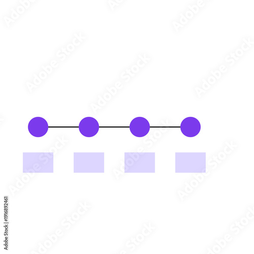 Modern purple graphic design elements connected in a line