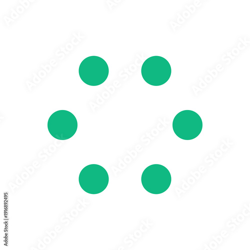Green dots arranged in a circular pattern on white background