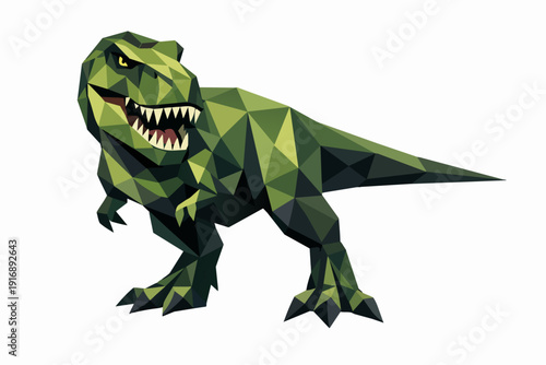 Tyrannosaurus rex in a modern low polygon style on a clean white background