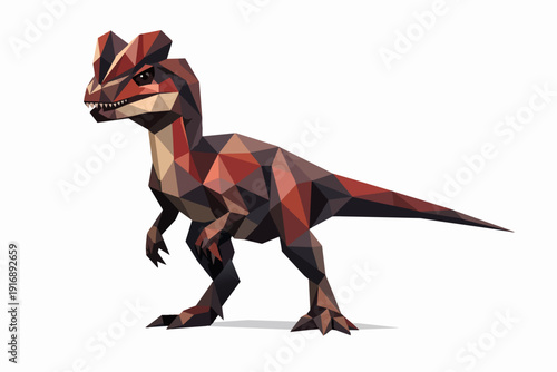 Dilophosaurus low poly art illustrating prehistoric predator power and ancient life