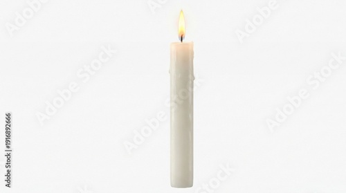 A lit candle with a soft glow and melting wax, symbolizing warmth and ambiance.