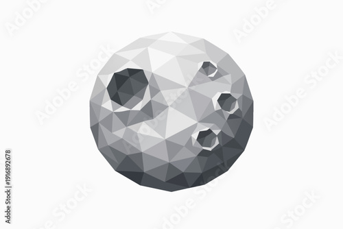 Low poly moon vector illustration with craters creating modern geometric space art
