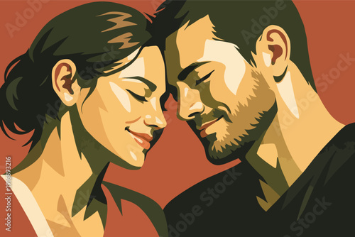 Loving couple showing connection, tenderness, and romance in close embrace