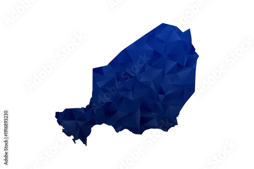 Niger Map - Polygon Style Vector Illustration in Dark Blue Gradient, Low Poly Geometric Design, Isolated on White Background for Infographics and Education.