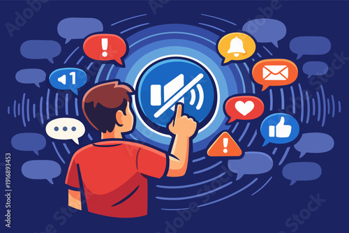 Person muting social media notifications while seeking digital detox and quiet time