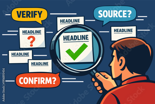 Analyzing headlines for accuracy, verifying news, and confirming reliable sources