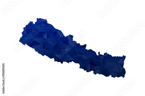 Nepal Map - Polygon Style Vector Illustration in Dark Blue Gradient, Low Poly Geometric Design, Isolated on White Background for Infographics and Education.
