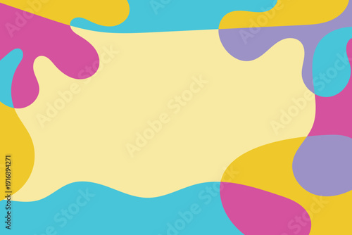 Abstract cheerful colorful background with organic primitive shapes. Childish background with fluid forms. Vector illustration.	