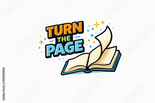 Open book with turning page encouraging reading, learning, and storytelling