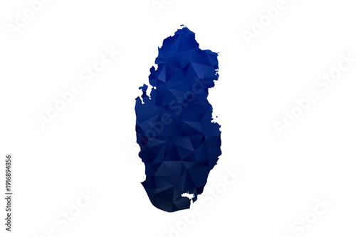 Qatar Map - Polygon Style Vector Illustration in Dark Blue Gradient, Low Poly Geometric Design, Isolated on White Background for Infographics and Education.