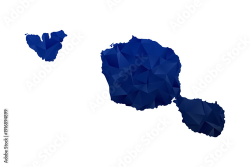 French Polynesia Map - Polygon Style Vector Illustration in Dark Blue Gradient, Low Poly Geometric Design, Isolated on White Background for Infographics and Education.