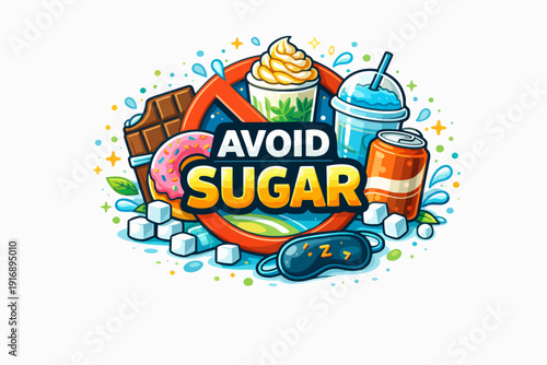 Avoid sugar concept vector illustration promoting healthy eating and diet awareness
