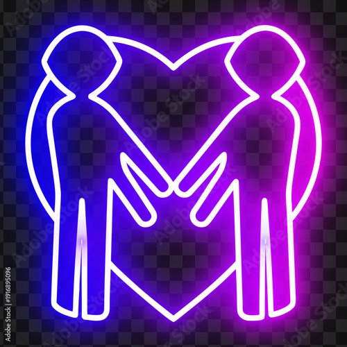 Neon People With Heart Shape