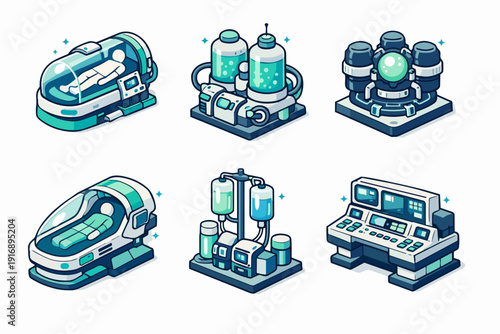 Futuristic medical and scientific laboratory equipment for advanced tech research